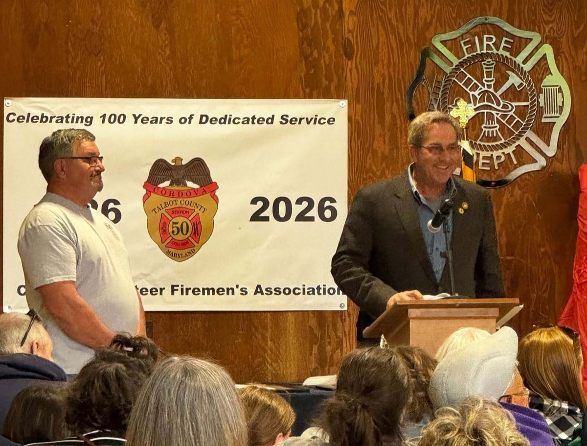 Senator Mautz speaking at the Cordova Volunteer Firemen's Association 100-year celebration