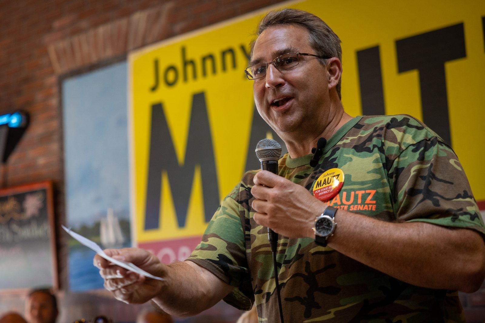 State Senator Johnny Mautz speaking at his Eastern Shore campaign rally