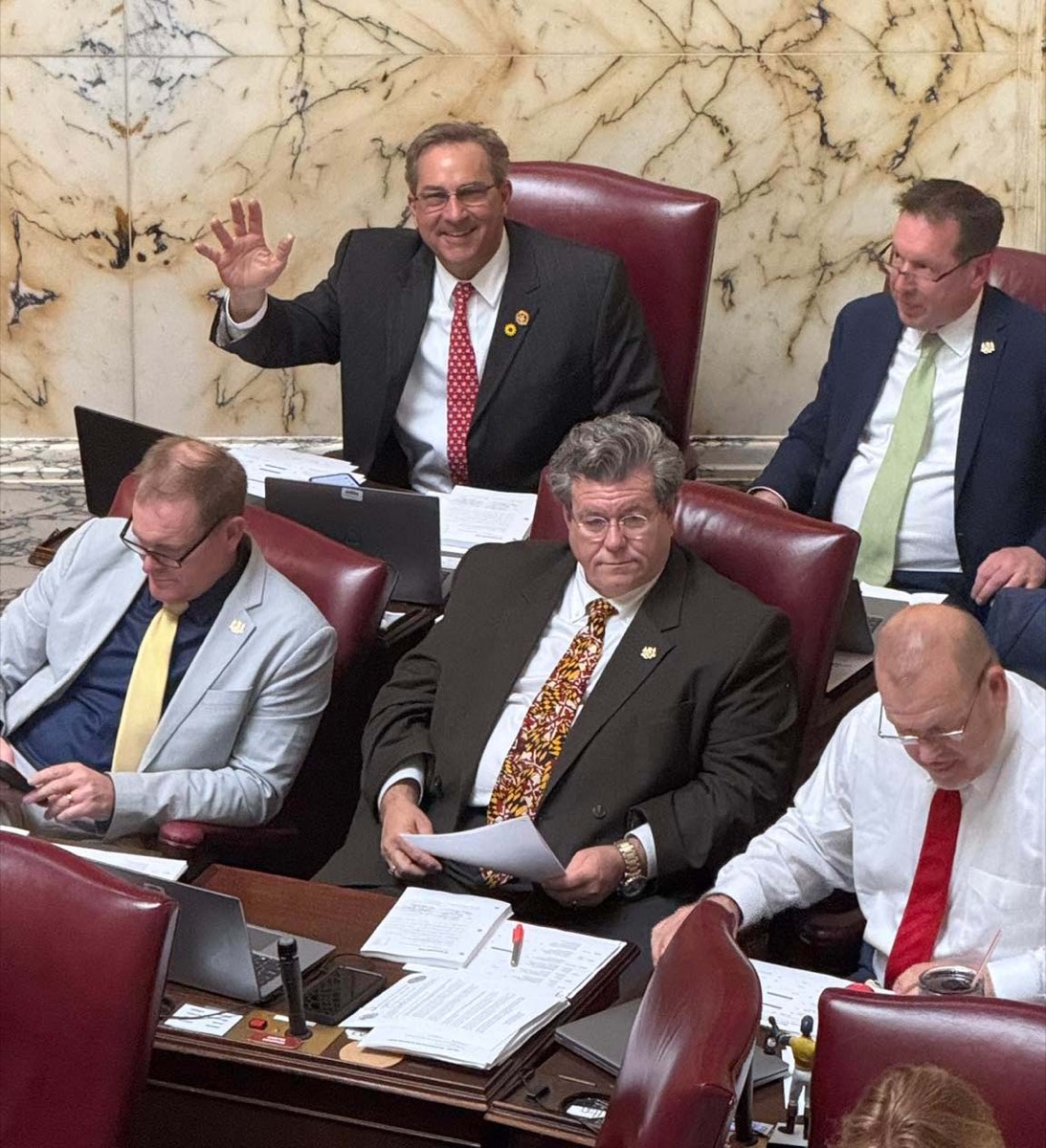 State Senator Mautz on the floor of the Maryland Senate